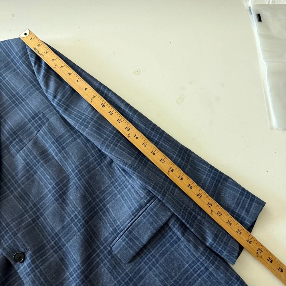 Brooks Brothers Regent Fit Blue Plaid 100% Lambswool Blazer Sport Coat 46R
